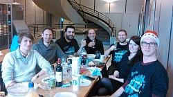 Xmas lunch with our new tee shirts ! -2014